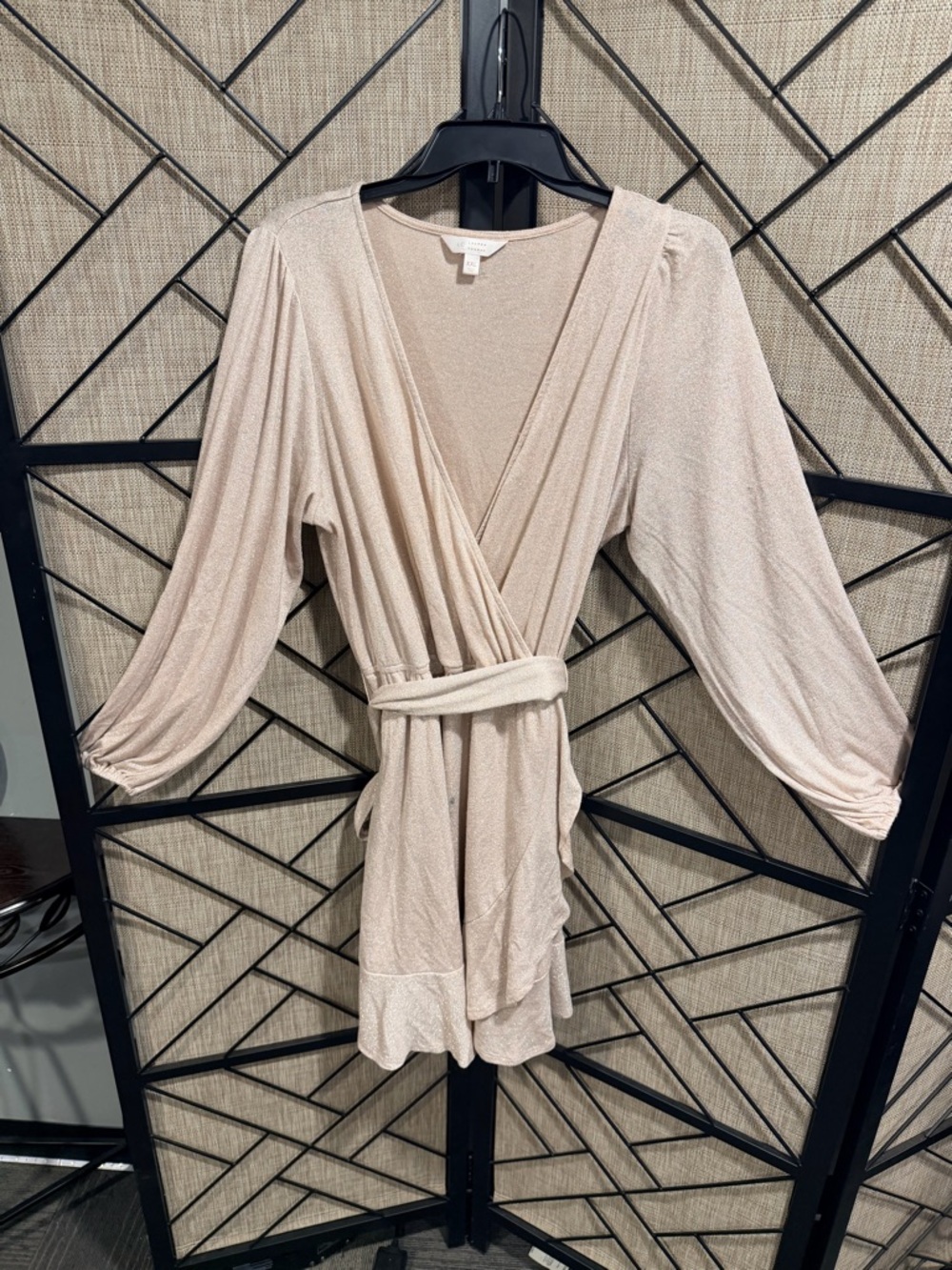 LC Lauren Conrad Blush Rayon Shimmer Wrap Dress- XXL